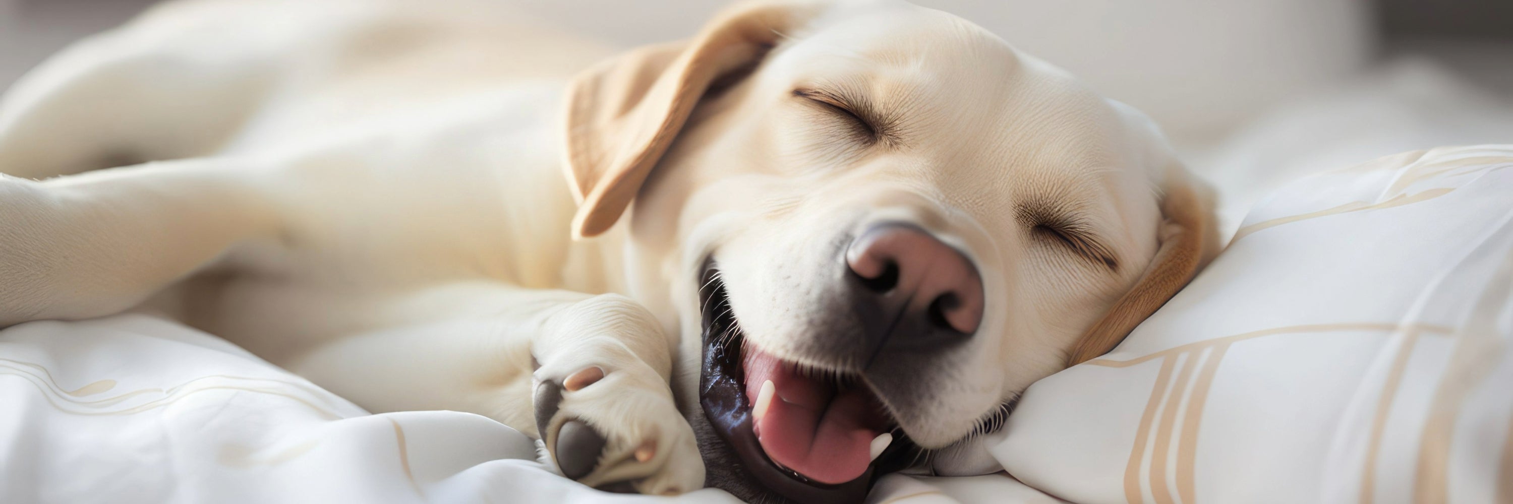 Happy dog sleeping, calm. Calming Herbal Supplements for Dogs CBD Dog Treats Calming, Hemp for Dogs Calming
