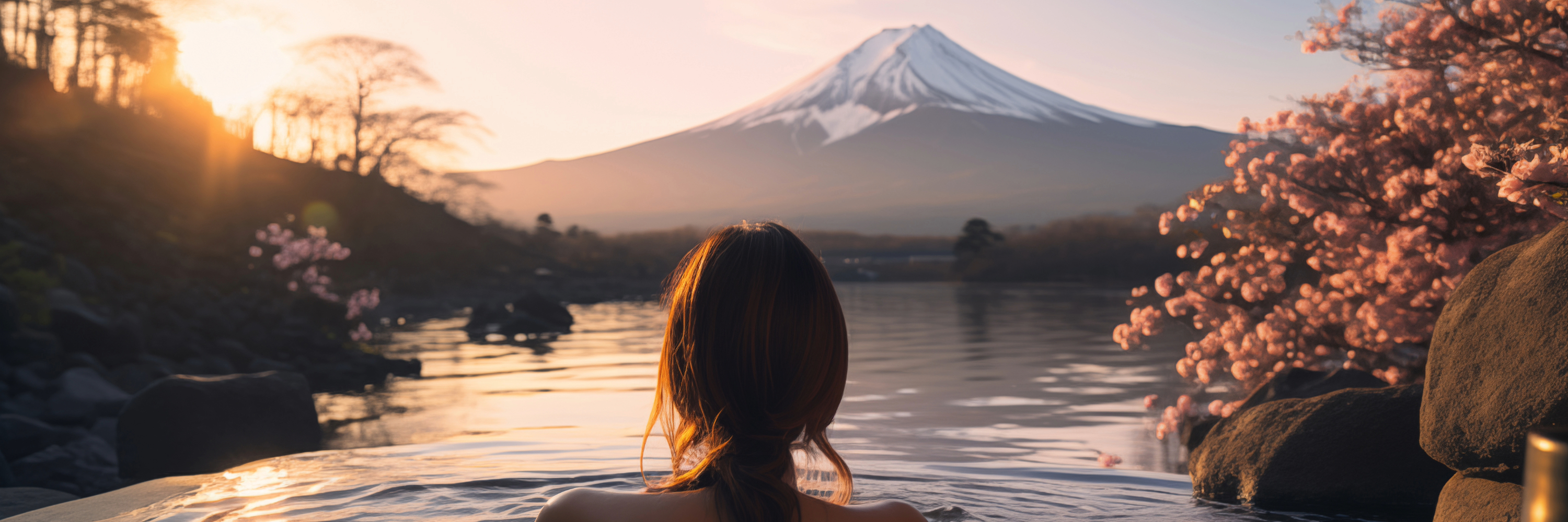 Woman enjoying the setting sun with a beautiful mountain view. her skin and body are healthy and radiant because of the best natural skin care products she got from headley holistics