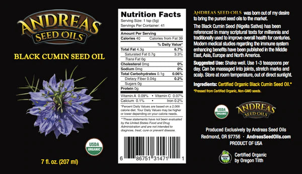 Andreas Seed Oils Organic Black Cumin Seed Oil