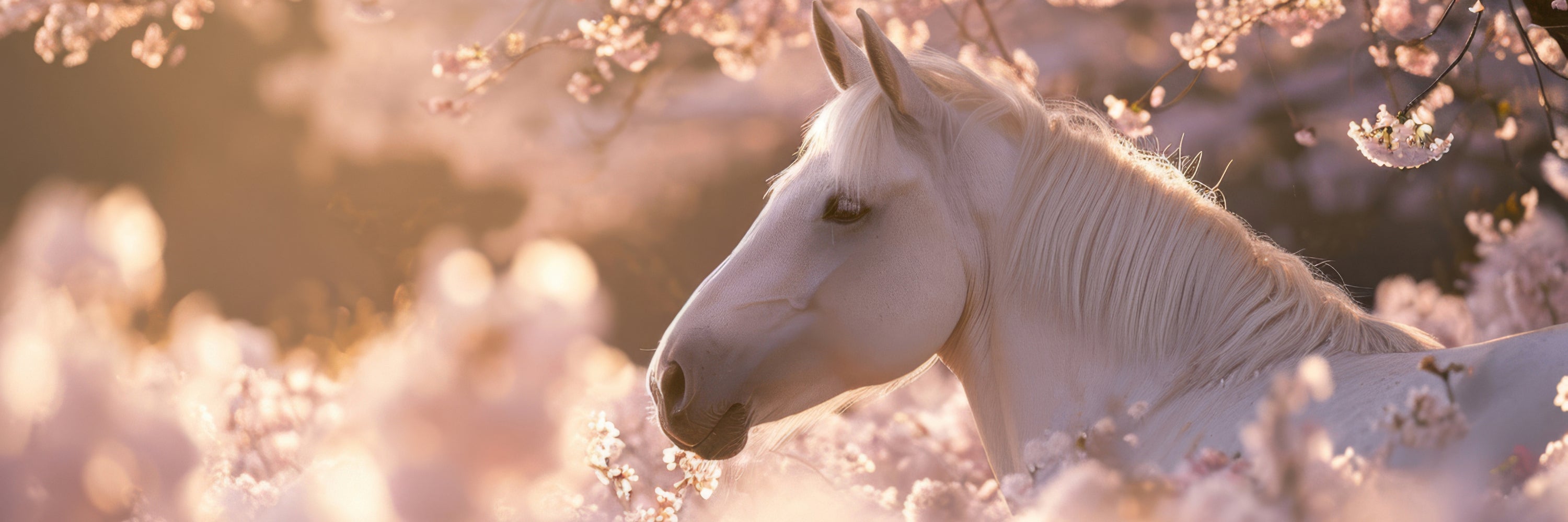 Horse Laying in a bed of pink flowers. Horse Herbs, Vitamins & Minerals, Horse Vitamins, Horse Minerals