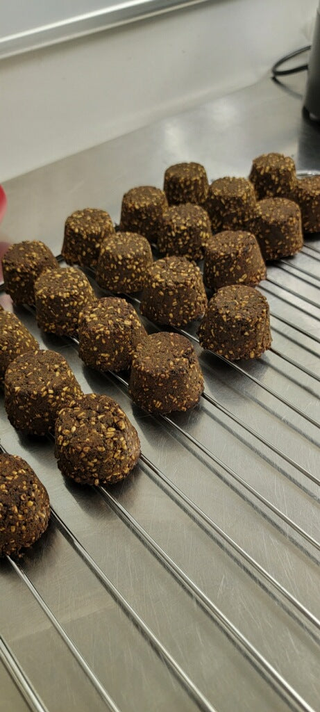 Picture of Elite Calming Nuggets cooling on a rack after baking